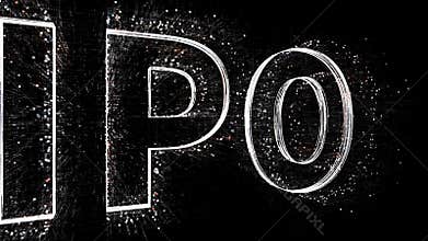 4k IPO word,initial public offering Matrix binary computer code text design.