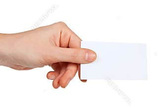 Business card in hand