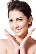 Wellness & skincare. Happy woman with clean skin