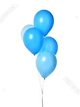 Bunch of big blue balloons object for birthday party isolated on a white