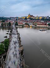 Charles Bridge after sunset, Prague