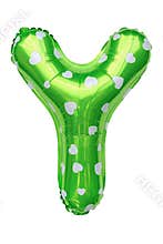 Green Capital Y alphabet inflatable balloon isolated on white background. Decoration element for birthday party