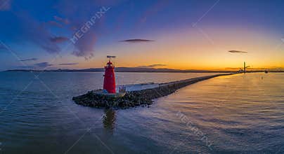 The Poolbeg Lighthouse - Dublin at sunset, Poolbeg Lighthouse in Dublin Bay