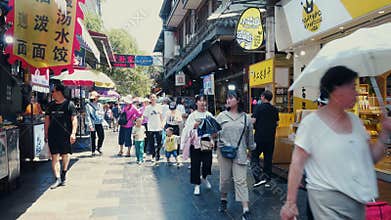 Xi`an, Shaanxi, China, JUNE 13, 2019. Xi`an Huimin Street is a famous food culture district in Xi`an and a snack