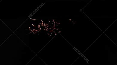 Shots of an Automatic Rifle in the dark. Staged Shootout. Imitation shooting.