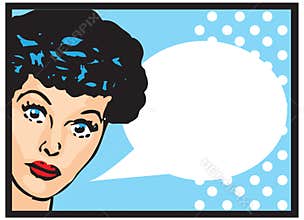 Vintage Retro Clip Art Woman Advertisement Pop Art Girl Talking