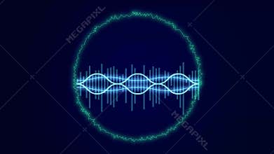 Futuristic neon music equalizer. Animation of sound flow technology. Music dynamic motion design.