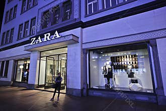 Zara fashion store at night, Dalian, China