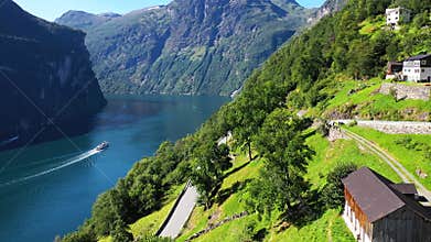 Fjords of Norway. Aerial drone footage of Norwegian fjords.