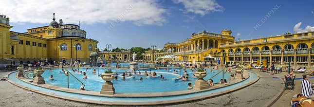July 10, 2019. Budapest, Hungary. Thermal baths of Széchenyi