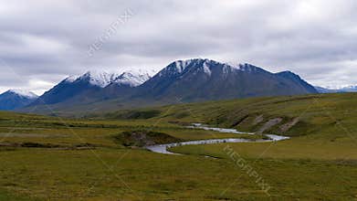Scenic view of John River valley with Endicott Mountains in Gates of the Arctic National Park,Alaska