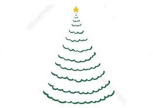 Hand drawn oil brush stroke Christmas tree with star isolated on png or transparent background. Graphic resources for New Year,