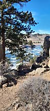 Nature& x27;s fall window at Crow Creek Natonal park Wyoming Crow creek Reservoir