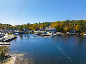 Alton Bay aerial view in fall, NH, USA