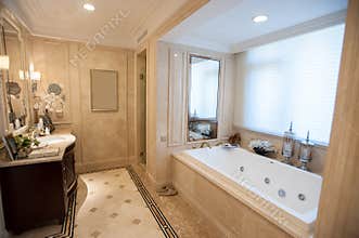 Light Yellow marble bathroom