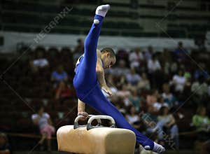 Gymnast on pommel