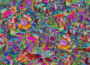 Surreal watercolor abstract seamless pattern with crazy colored particles.