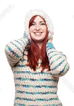 Girl wearing furry hat and pullover