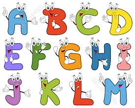 Cartoon Alphabet Characters A-M