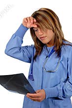 Concerned doctor with x-ray
