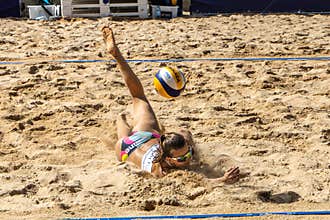 Munich, Germany - Aug 18, 2022: Women's European Beach Volleyball Championships 2022