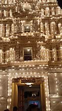 Trinesvaraswamy Temple, dedicated to Lord Shiva, beautifully lit in the premises of Mysore Palace