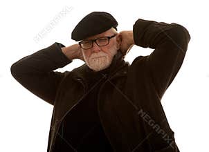 Old man covering his ears