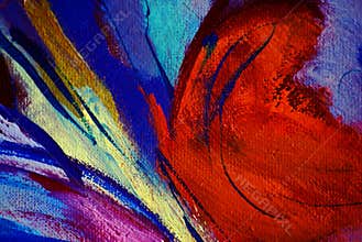 Abstract painting by oil on canvas, illustration, background