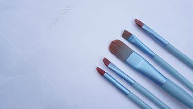 various makeup brushes white background