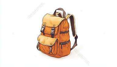 Hand-Drawn Doodle Of A Camping Or School Backpack