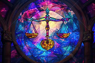 Abstract composition with concept of Libra zodiac sign symbol