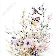 Png butterfly boho floral watercolor illustration