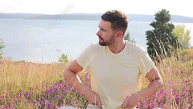 Man feeling some discomfort with his abdomen