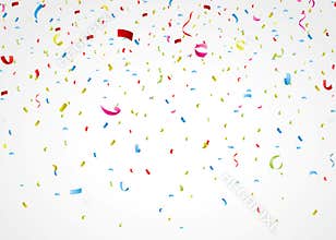 Colorful confetti on white background