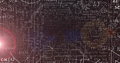 Red-orange flare appearing at left edge drifting upward, pulsing then fading, highlighting math