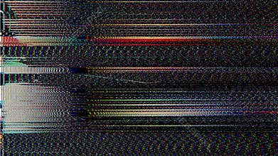 Abstract digital distortion of colorful corrupted data bands and horizontal static