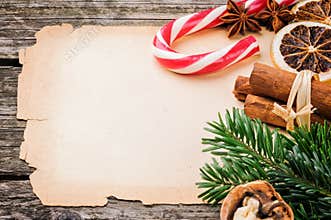 Festive Christmas frame with vintage paper