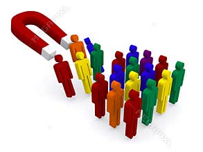Magnet attracting people figures