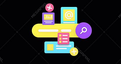 Business searching online data browsing 3d animation with alpha channel