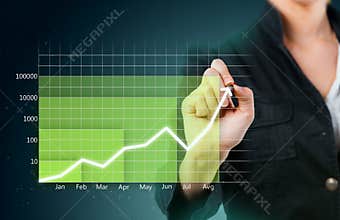 Green business graph showing growth