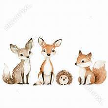 Charming illustration of forest animals gathered together in a playful setting showcasing their unique features and
