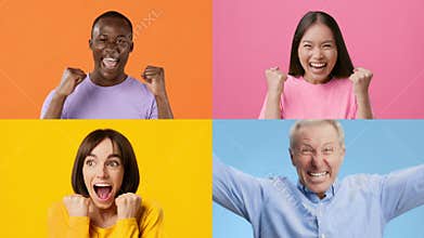 Celebrating diverse emotions of joy and success among adults and children