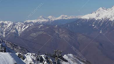 Alps Mountains: Winter Snow Scenic View Chairlift Transportation