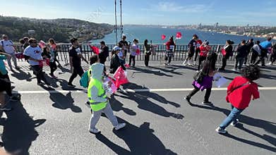 Athletes running in 45. Istanbul marathon which includes two continents in one race.