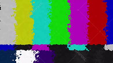 SMPTE color bars with glitch effect with Source old vintage, SMPTE color bars with VHS effect