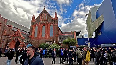 The View Across Goodison Road to Goodison Park and the Church of St Luke