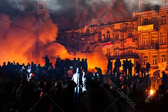 KIEV, UKRAINE - January 24, 2014: Mass anti-government protests
