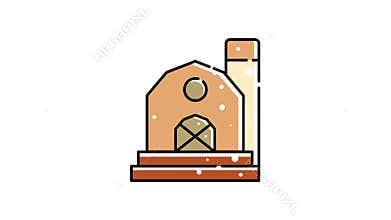 animation Of a barn with a silo