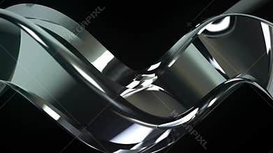 Abstract curl metal shape rotating in loop