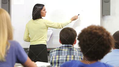 Teacher Asking Class Of Pupils Question